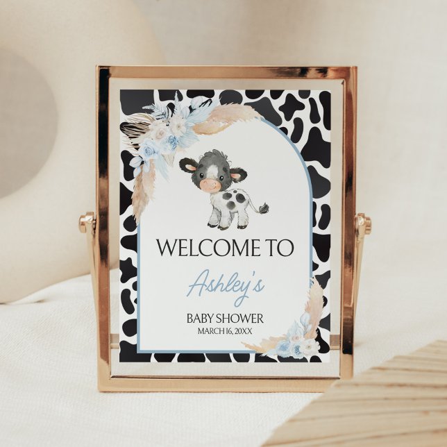 Poster Boho Highland Chá de fraldas Bem-vindo (Bohemian Floral Farm Baby Shower Welcome Sign)