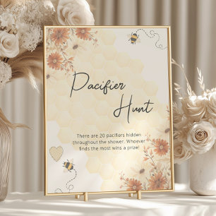 Poster Boho Honey Bee Chá de fraldas Pacifier Hunt