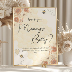 Poster Boho Honey Chá de fraldas Quão Grande É A Mamãe Be
