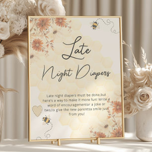 Poster Boho Honey Chá de fraldas Tarde Fraldas Noturnas