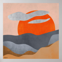 Boho hygge wall art sundown abstrato paisagem em