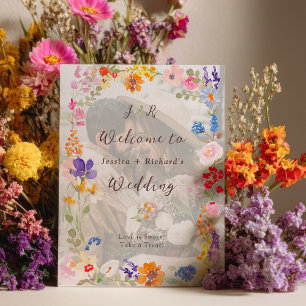 Poster Boho jardim verão floral foto casamento bem-vindo