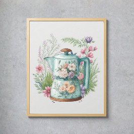 Poster Boho Kitchen Cottagecore Watercolor Café