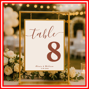 Poster Boho Laranja Queimada   Número da Mesa Flor Silves