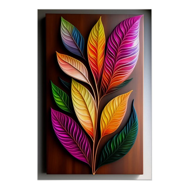 Póster Boho Leaf Art: Abstrato Wall Decor (Frente)