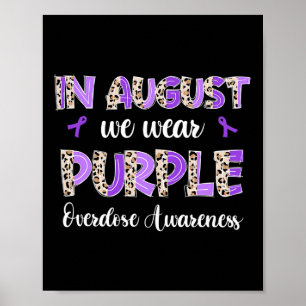Poster Boho Leopardo Em agosto Vestimos Sobredosagem Roxa