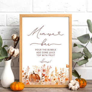Poster Boho Little Pumpkin Cai Flores Selvagens Bar Momos
