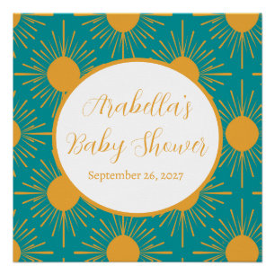Póster Boho Little Ray do Chá de fraldas de Turquesa do S