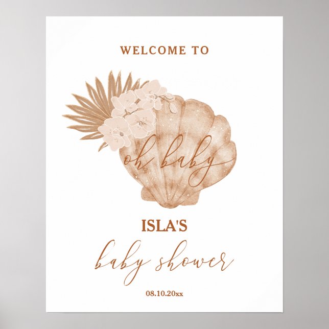Poster Boho Marinho Chá de Bebê Boas-Vindas (Frente)