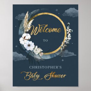 Poster Boho marinho e folha de ouro algodão Boho Boho