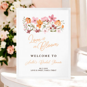 Poster boho meadow wildflower chá de panela bem-vindo