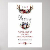 Boho Merlot Marinho Blue Floral Antlers Casamento