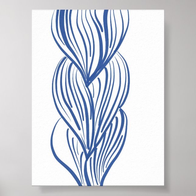 Poster Boho Minimalista Blue Line Art (Frente)