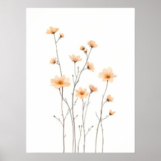 Poster Boho Modern Art Delicate Peach Blossom Field