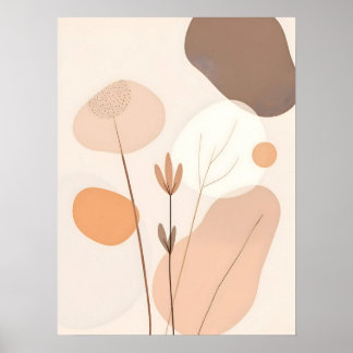 Poster Boho Modern Art. Earthy Abstrato Blooms