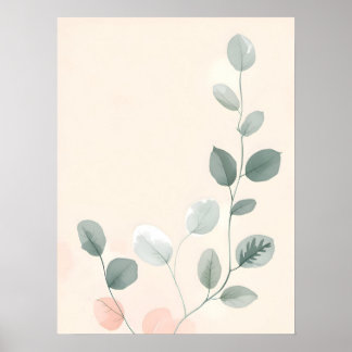 Poster Boho Modern Art. Soft Greenery Branch Art