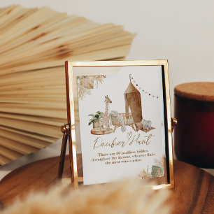 Poster Boho Modern Heart Font Chá de fraldas Pacifier Hun