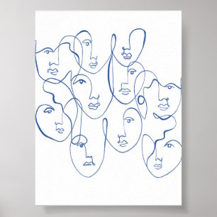 Poster Boho Moderno Mínimo Arte em Azul