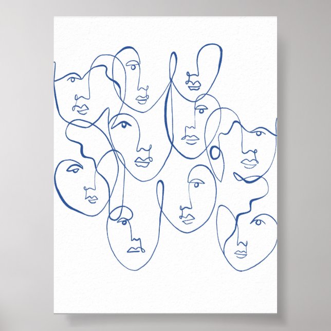 Poster Boho Moderno Mínimo Arte em Azul (Frente)