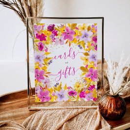 Poster Boho moderno, roxo, cartões florais, bridal