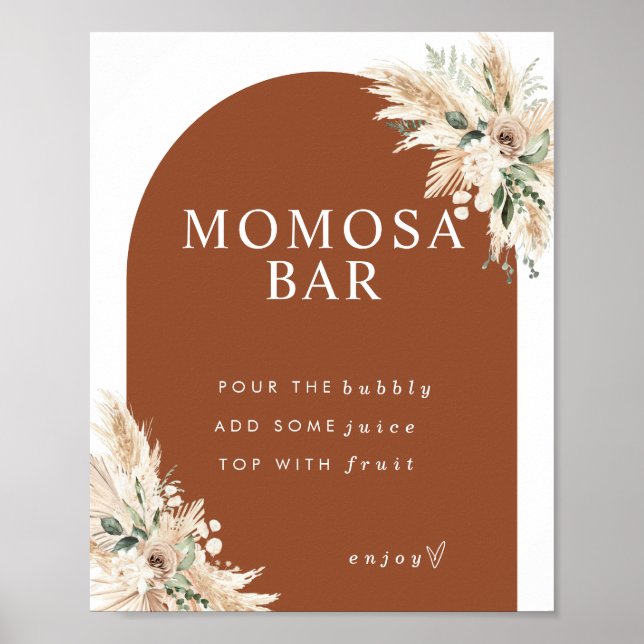 Poster Boho Momosa Terracotta Pampas Grass Bar (Frente)
