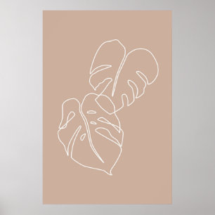 Poster Boho monstera desenhando. Tropicais estéticos