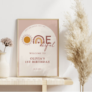 Poster Boho não é ela maravilhosa primeiro aniversario Ar