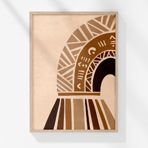 Poster Boho Neutral Abstrato Tribal Arte Wall