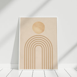 Poster Boho Neutral Peach Terracotta Sun Rainbow