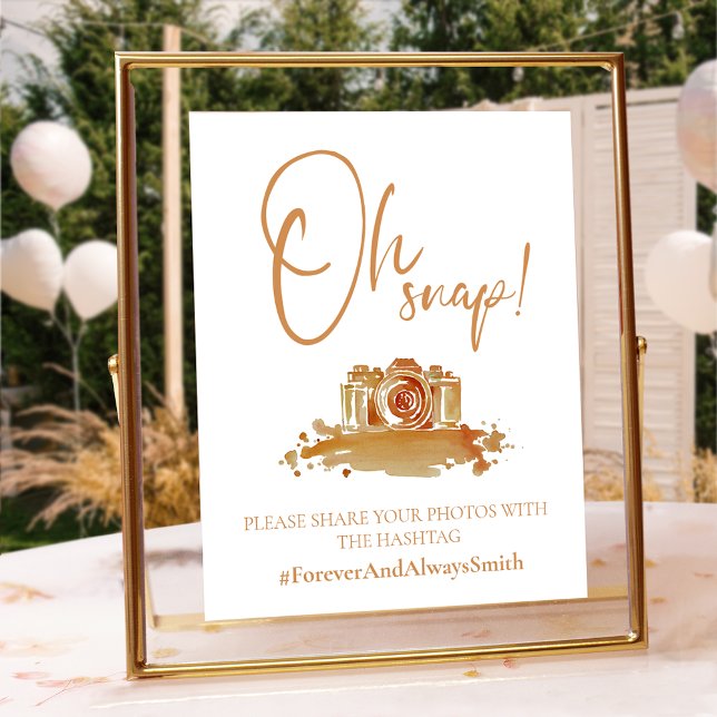 Poster Boho Oh Snap Burnt Orange Wedding Sinal Hashtag (Criador carregado)