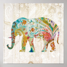 Poster Boho Paisley Elephant II