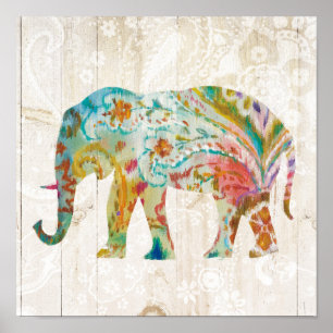 Poster Boho Paisley Elephant II