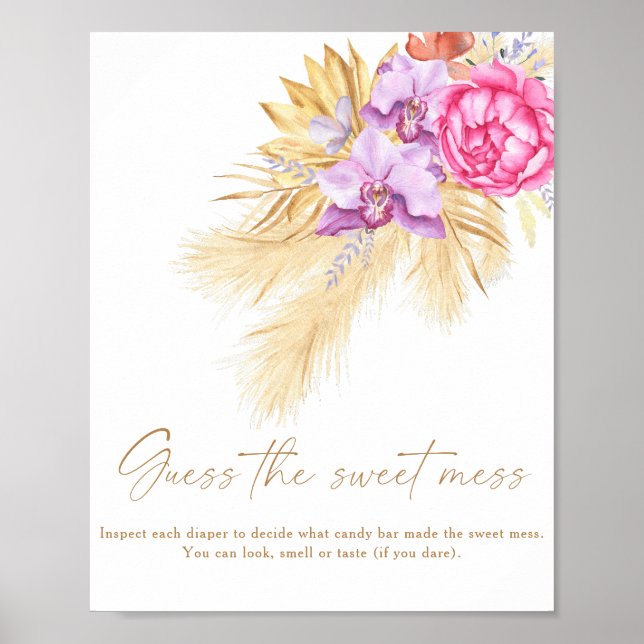 Poster Boho pampas - adivinha a doce bagunça (Frente)