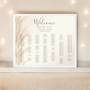 Poster Boho pampas gramíneas aquarela assentos de casamen