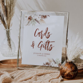 Poster boho pampas gramíneas terracotta cards e presentes