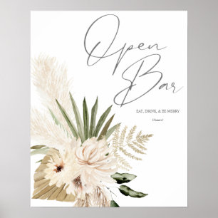Poster Boho Pampas Grass & Beige Floral - Sinal de Bar Ab