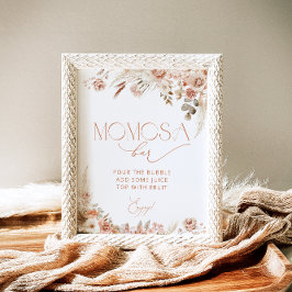 Poster Boho Pampas Grass Chá de fraldas Neutral Bar Momos