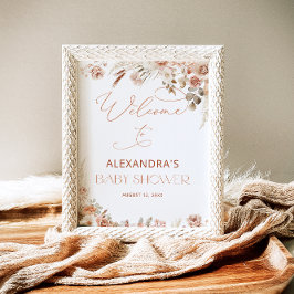 Poster Boho Pampas Grass Chá de fraldas Neutral Bem-vindo