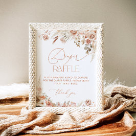 Poster Boho Pampas Grass Chá de fraldas Raffle