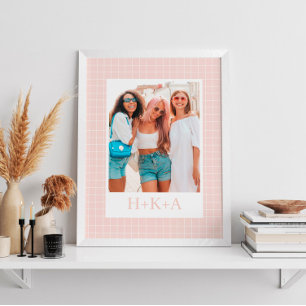 Poster Boho Pastel Padrão Personalizado Melhores Amigos