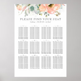 Poster Boho Peach Floral Wedding Gráfico