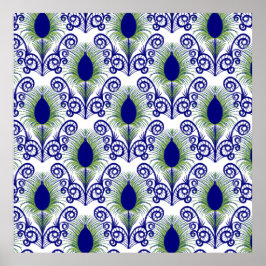 Poster Boho Peacock Feather Jewel Tone Blue Verde