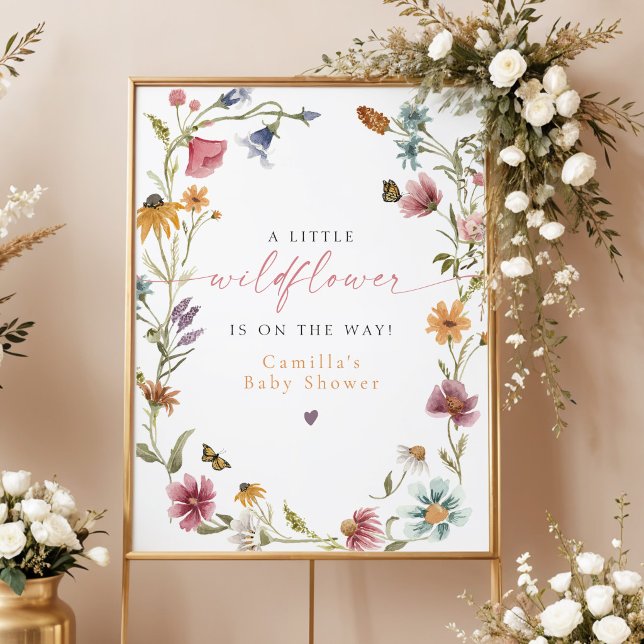 Poster Boho Pequena Flor Silvestre Chá de Bebê Bem-Vindo (Criador carregado)