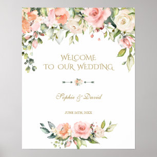 Poster Boho Pink Cream Flowers - Sinal de Boho
