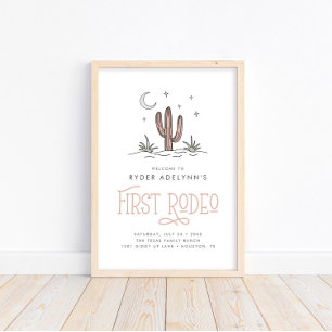 Poster Boho Pink Modern Girls First Rodeo primeiro aniver