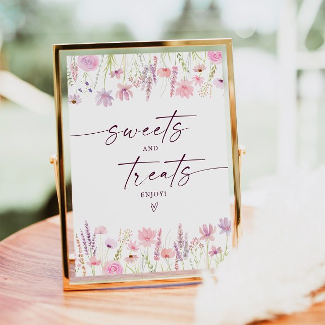 Poster Boho Pink Wildflower Sweet Treats Sinal de Anivers (Criador carregado)