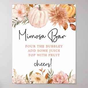 Poster Boho Pumpkin Fall Chá de fraldas Mimosa Bar