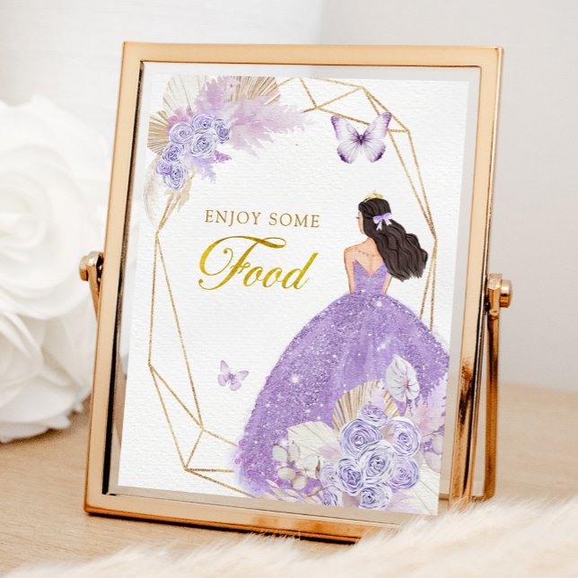 Poster Boho Purple Butterfly Quinceañera Comida (Criador carregado)
