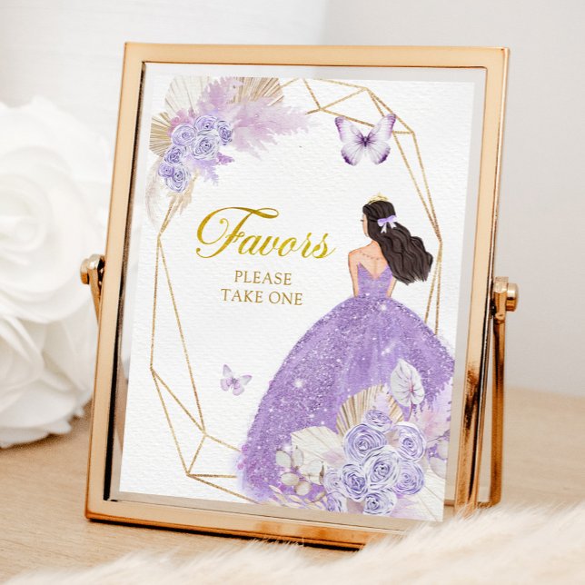 Poster Boho Purple Butterfly Quinceañera Favor (Criador carregado)