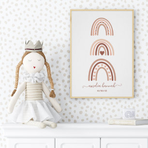 Póster Boho Rainbow Baby Name Birthday